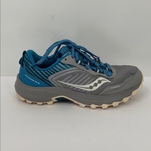 Saucony Excursion TR15 trail running sneaker shoe gray blue NO INSOLES 7 WIDE 7W